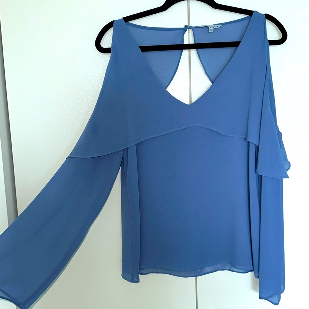 Naked Zebra Light Blue Long Sleeve Chiffon Blouse Size M